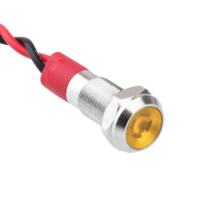 WD06L-P2 6mm 12-24V Kablolu Metal Sinyal Lambası - Sarı - 1