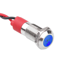 WD08L-P2 8mm 12-24V Metal Signal Lamp - Blue