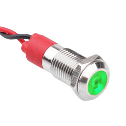 WD08L-P2 8mm 12-24V Metal Signal Lamp - Green