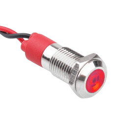 WD08L-P2 8mm 12-24V Metal Signal Lamp - Red