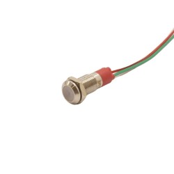 WD08L-P2/RG+ 8mm 12-24V Kablolu Metal Sinyal Lambası - 2 Renk Anot