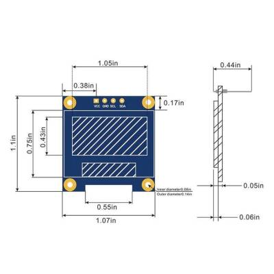 0.96'' 128x64 Oled Grafik Lcd Ekran - Mavi - 3