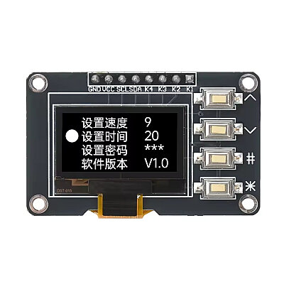 0.96'' 128x64 SSD1315 4-Butonlu OLED LCD Ekran - Beyaz - 1