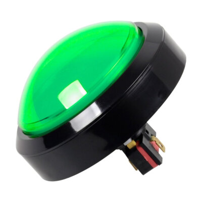 100mm 12V Işıklı Oyun Makinesi Butonu - Yeşil - 2
