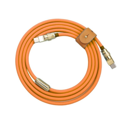 100W Turuncu Type-C Silikon Hızlı Şarj Kablosu - 1 Metre - 1