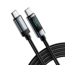 100W Type-C To Type-C Dijital Ekranlı Örgülü Hızlı Şarj ve Data Kablosu - 1 Metre - 2