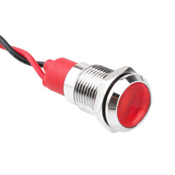 WD10L-P2 10mm 12-24V Metal Signal Lamp - Red