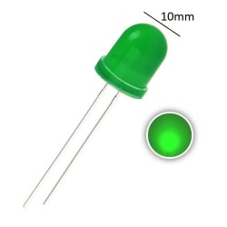10mm Green LED - 10 Pieces