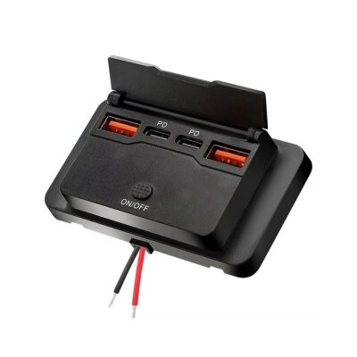 12-24V 2xPD Type-C + 2xQC3.0 Charging Socket with Voltage Indicator - 2