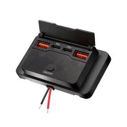 12-24V 2xPD Type-C + 2xQC3.0 Voltaj Göstergeli Şarj Soketi - 2