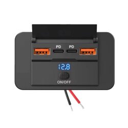 12-24V 2xPD Type-C + 2xQC3.0 Voltaj Göstergeli Şarj Soketi - 3