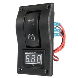 12-24V Ekranlı Çift Akü Göstergesi ON-OFF-ON Anahtar Voltmetre