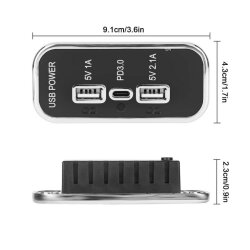 12-24V PD3.0 Type-C + 5V 1A USB + 5V 2.1A USB Charging Socket - 4