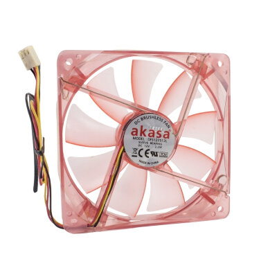 120x120x25mm 12V 0.18A Fan with 3 Wires - Red Light - 1