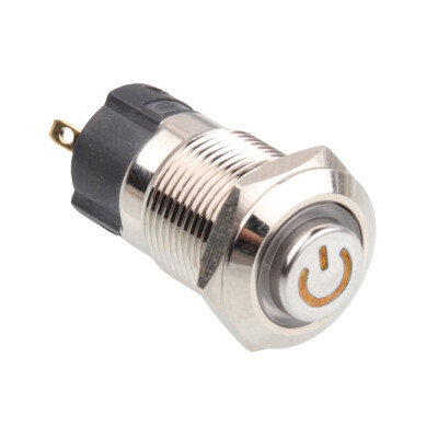 WD12A-G1-C 12mm Bulge Momentary Illuminated Power Metal Button - Yellow - 1