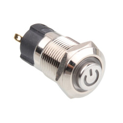 WD12A-G1-C 12mm Çıkık Yaylı Işıklı Power Metal Buton - Beyaz - 1