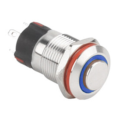 WD12A-G1-E 12mm Bulge Momentary Illuminated Metal Button - Blue - 1