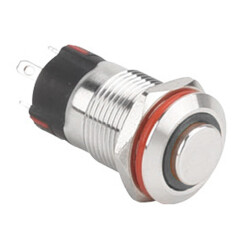 WD12A-G1-E 12mm Çıkık Yaylı Işıklı Metal Buton - Beyaz