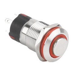 WD12A-G1Z-E 12mm Bulge Self Locking Illuminated Metal Button - Red
