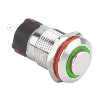 WD12A-G1Z-E 12mm Çıkık Anahtarlı Işıklı Metal Buton - Yeşil - 1