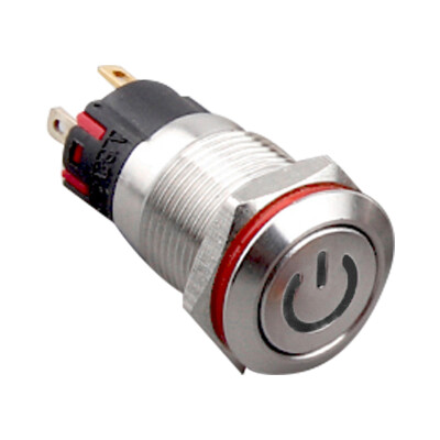 WD12A-P1Z-C 12mm Düz Anahtarlı Işıklı Power Metal Buton - Beyaz - 1