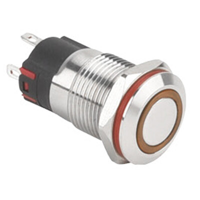 WD12A-P1Z-E 12mm Düz Anahtarlı Işıklı Metal Buton - Sarı - 1