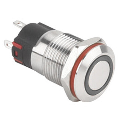 WD12A-P1Z-E 12mm Flat Self Locking Illuminated Metal Button - White - 1