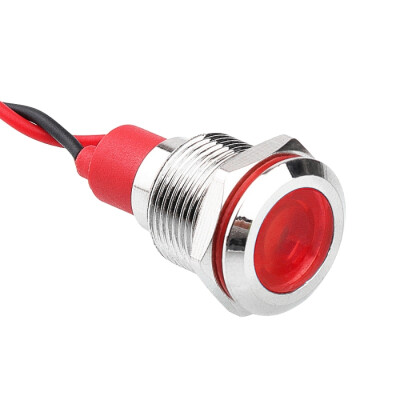 WD12L-P2 12mm 12-24V Kablolu Metal Sinyal Lambası - Kırmızı - 1