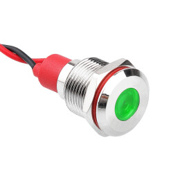 WD12L-P2 12mm 12-24V Metal Signal Lamp - Green