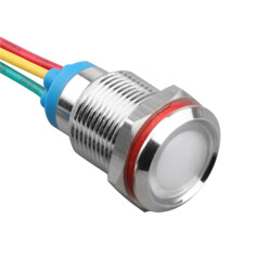 WD12L-P2/RGY+ 12mm 12-24V Metal Signal Lamp - 3 Renk Anode