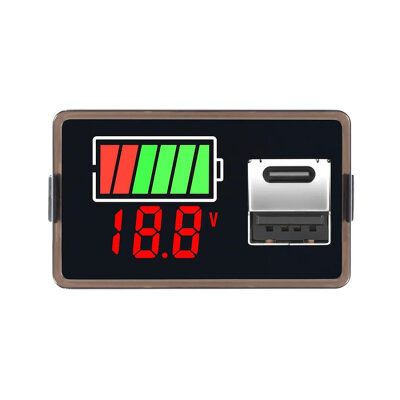 12V Akü Kapasite Göstergesi USB+Type-C - Kırmızı - 1