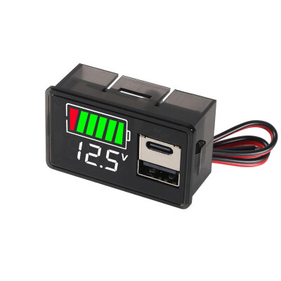 12V Battery Capacity Indicator USB+Type-C - White - 1