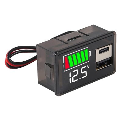 12V Battery Capacity Indicator USB+Type-C - White - 2
