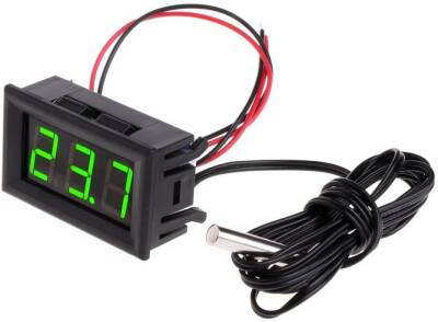 12V Termometre Su Geçirmez Sıcaklık Sensörü - Yeşil - 1