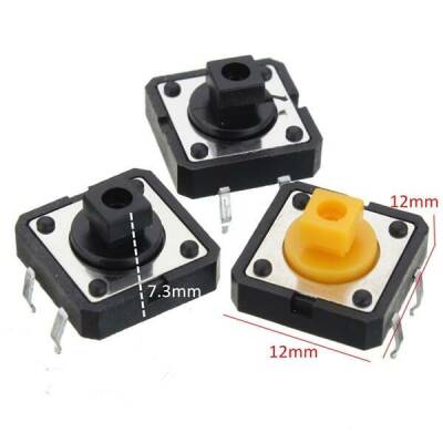 12x12x7.3mm 4 Pinli Sarı Push Buton - Tact Switch - 2