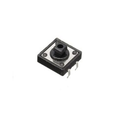 12x12x7.3mm 4 Pinli Siyah Push Buton - Tact Switch
