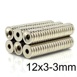 12X3-3mm Havşa Delikli Neodyum Güçlü Mıknatıs - Neodim Magnet