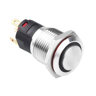 WD16A-G1-E 16mm Çıkık Yaylı Işıklı Metal Buton - Beyaz - 1