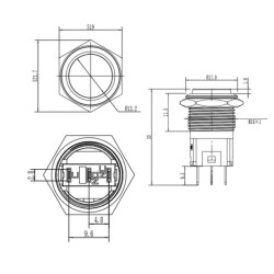 WD16A-G1Z 16mm Çıkık Anahtarlı Metal Buton - 2