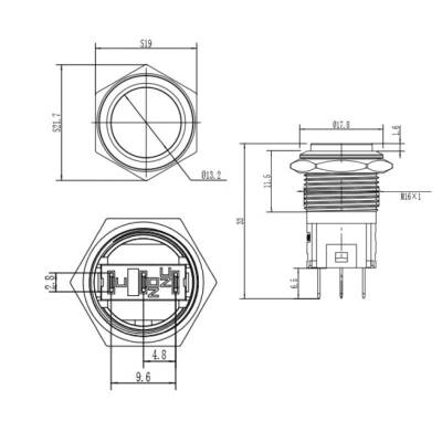 WD16A-G1Z 16mm Çıkık Anahtarlı Metal Buton - 2