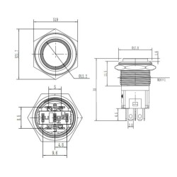 WD16A-G1Z-E 16mm Çıkık Anahtarlı Işıklı Metal Buton - Beyaz - 2