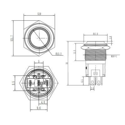WD16A-G1Z-E 16mm Çıkık Anahtarlı Işıklı Metal Buton - Beyaz - 2