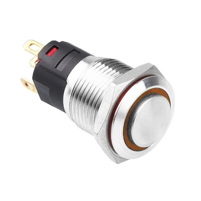 WD16A-G1Z-E 16mm Çıkık Anahtarlı Işıklı Metal Buton - Sarı - 1