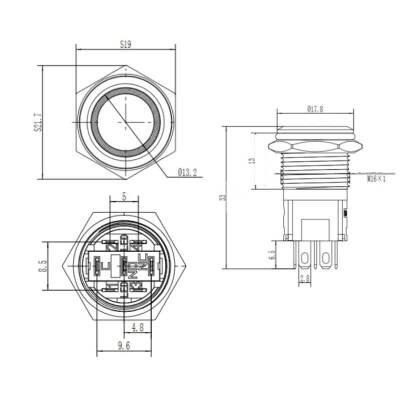 WD16A-P1-E 16mm Düz Yaylı Işıklı Metal Buton - Beyaz - 2