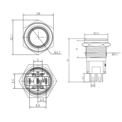WD16A-P1-E 16mm Flat Momentary Illuminated Metal Button - White - 2