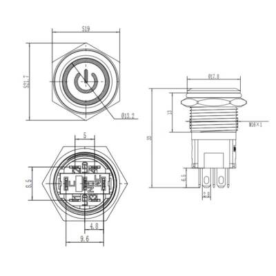 WD16A-P1-EC 16mm Düz Yaylı Işıklı Power Metal Buton - Kırmızı - 2