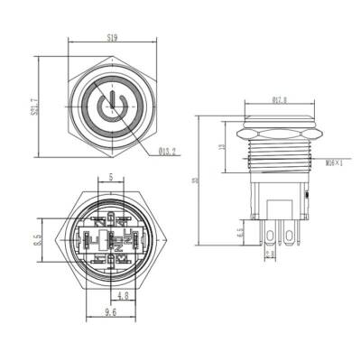 WD16A-P1-EC 16mm Flat Momentary Illuminated Power Metal Button - Green - 2