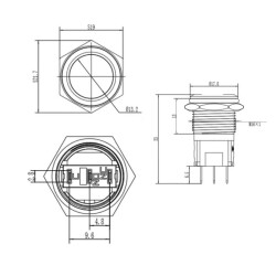WD16A-P1Z 16mm Flat Self Locking Metal Button - 2