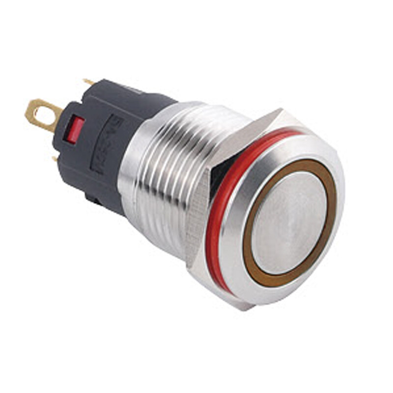 WD16A-P1Z-E 16mm Düz Anahtarlı Işıklı Metal Buton - Sarı