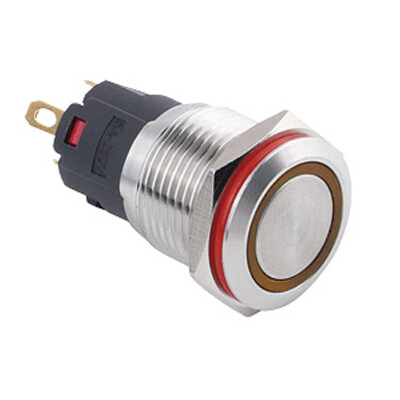 WD16A-P1Z-E 16mm Düz Anahtarlı Işıklı Metal Buton - Sarı - 1
